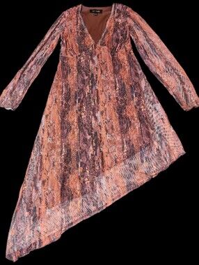 Boho Snake Print Asymmetrical Midi Dress | Oak & Trellis | L